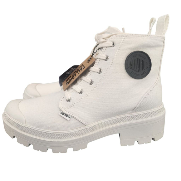 Palladium Size 8.5. Women's Pallabase Twill High Top Sneakers Star White New. - Picture 2 of 8